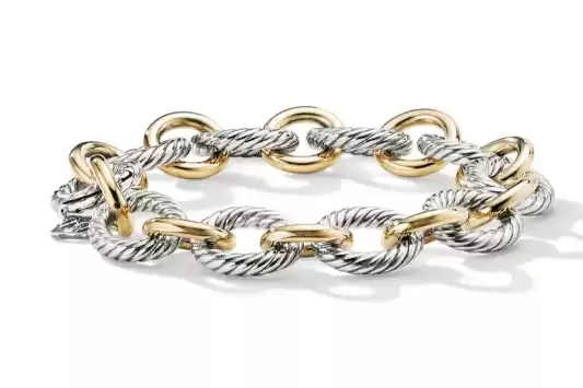 David Yurman Oval Link Chain Bracelet with 18K Yellow Gold